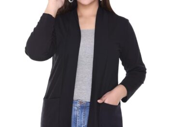 Plush Women Cotton blend Open Neck Shrug