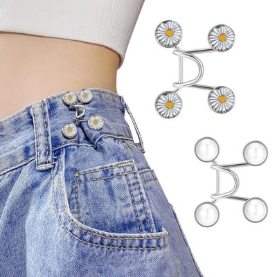 SANNIDHI® 48 Pairs Adjustable Waist Buckle for Pants Instant Jeans