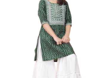 SHAHUDI DESIGNER Girls Ethnic Suit Kurta with Sharara Palazzo Pant