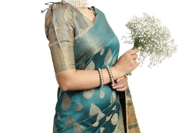 SIRIL Womens Jacquard Cotton Silk Saree with Unstitched Blouse Piece