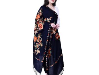 SWI WITH LABEL Womens Kashmiri Aari Embroidered Wool Stole