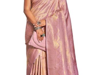 SWORNOF Womens Kanjivaram Silk Saree with Zari Woven Saree With
