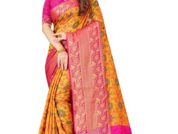 SWORNOF Womens kanjivaram banarasi silk saree for festival Wedding silk