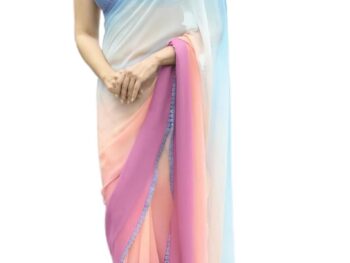 Sidhidata Womens Printed Pure Georgette Saree With Unstitched Blouse Piece