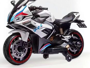 Sports Bike Electric Ride on White and Blue