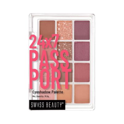 Swiss Beauty 247 Passport Eyeshadow Palette with 12 matte glittery