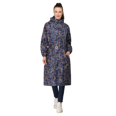 THE CLOWNFISH Women Poly Silk Waterproof Self Design Knee Length