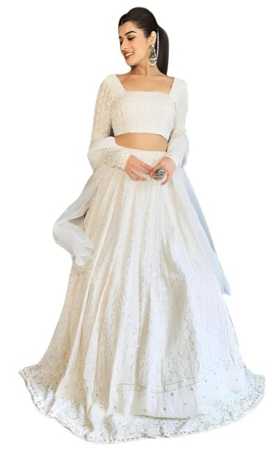 TRENDMALLS Womens Embroidered Georgette Semi stitched Lehenga Choli for Women I