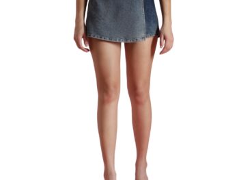 Tales Stories Womens Blue Denim Skort Washed Casual