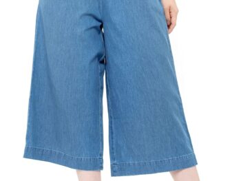 Tara Lifestyle Womens Loose Fit Light Blue Cotton Denim Culottes