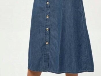 Tripursundari Fashion Blue Buttoned A Line Maxi Thin Denim Woman Skirt
