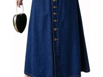 Tripursundari Fashion Navy Blue A-Line Maxi Denim Woman Skirt