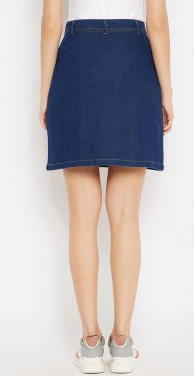 Tripursundari Fashion Navy Blue Buttoned Straight Mini Denim Woman Skirt