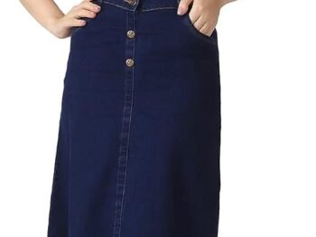 Tripursundari Fashion Navy Blue Pocket Straight Long Denim Woman Skirt