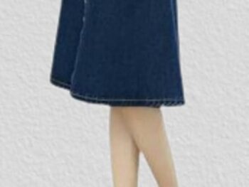 Tripursundari Fashion Navy Blue Side Pocket Buttoned A-Line Midi Denim Woman Skirt