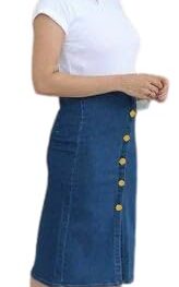 Tripursundari Fashion Navy Blue Straight Long Denim Skirt
