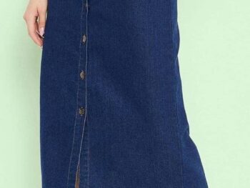 Tripursundari Fashion Navy Blue Straight Long Denim Woman Skirt