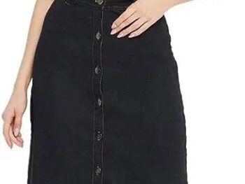 Tripursundari Fashion Washed Black Plain Buttoned Straight Long Denim Woman Skirt