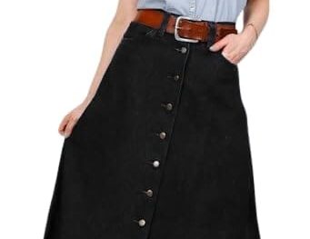 Tripursundari Fashion Z Black Buttoned A Line Full Length Denim Woman