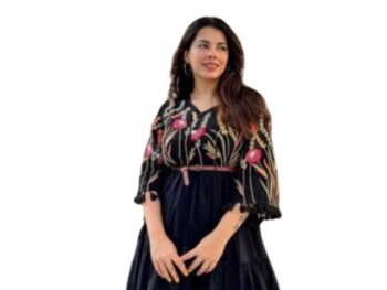 VRVastra Embroidered Dress for Women Midi One Piece Dress