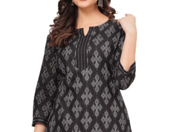 WESTERN COTTON Womens Beautiful Straight Cotton Fabric Printed Round Neck