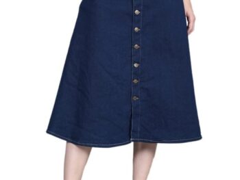 Women Knee Length Denim A-Line Blue Skirt Pack of 1