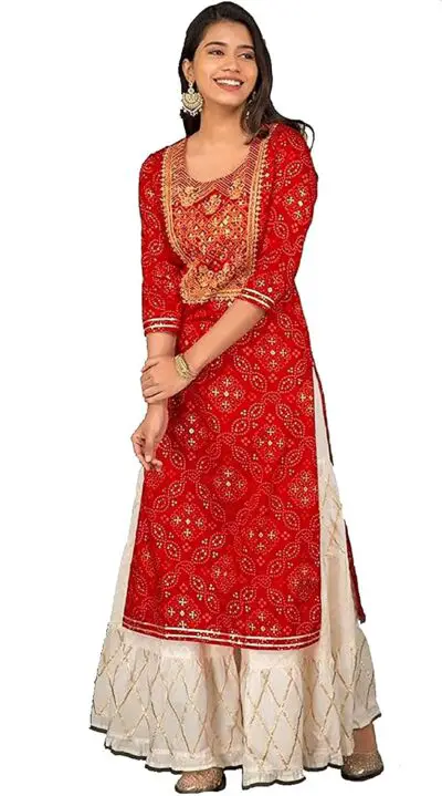 Women Rayon Straight Golden Foil Printed Kurta with Palazzo