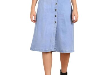 Women Solid A line Light Blue Skirt