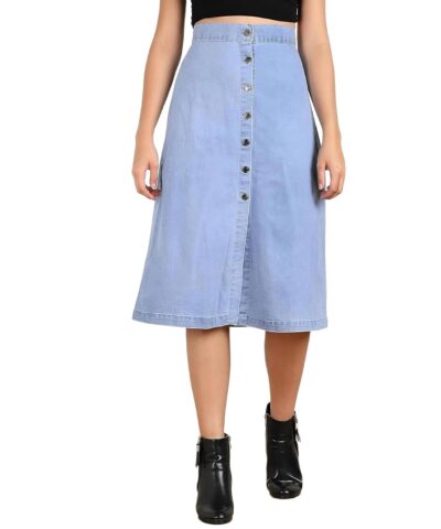 Women Solid A line Light Blue Skirt
