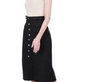 Womens Denim Skirt with Side Pockets Black Women Solid Zed