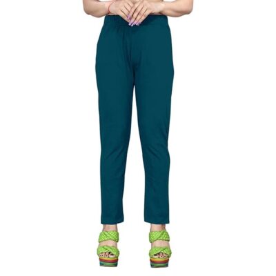 Womens Solid Cotton Lycra Pants Comfortable and Stretchable Long