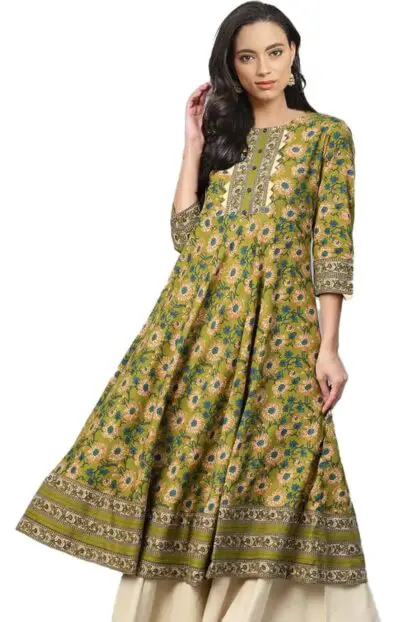 Yash Gallery Womens Cotton Floral Printed Anarkali Kurta for Women