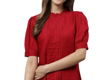 Yash Gallery Womens Rayon Dobby Solid Straight Half Puff Sleeve