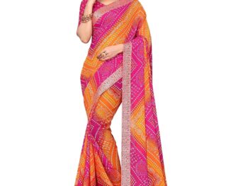 Yashika Womens Womens Georgette Printed Saree With Blouse Piece REMY
