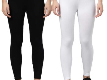 ZAYANQA Combo of 2 Slim Fit Solid Stretchable Cotton Leggings