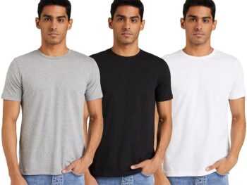 Amazon Brand - Symbol Men's Solid Cotton T Shirt | Plain | Round Neck | Half Sleeve-Regular Fit | Combo Pack of 3 (Available in Plus Size)