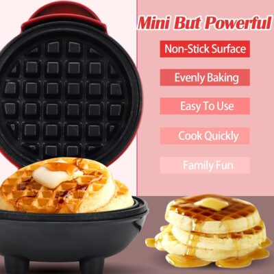 TAZLYN Mini Waffle Maker Machine 3 In 1 For Home Kitchen Appliances For Home Kitchen Items Gift Non-Stick Surfaces4 Inch,Perfect For Breakfast,Dessert,Sandwich,Pan Cakes,Paninis/Other Snacks,Beige - Image 7