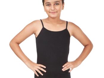 YouGotPlanB Inner Padded Black Camisoles/Slip for Girls | Regular Fit | Cotton Blend | Soft & Stretchy | Beginners/Teenager Camisole for Puberty | Pack of 1