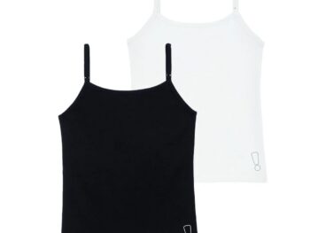 YouGotPlanB Inner Padded Black Camisoles/Slip for Girls | Regular Fit | Cotton Blend | Soft & Stretchy | Beginners/Teenager Camisole for Puberty | Pack of 2