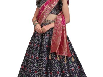 PURVAJA Women's Jacquard Semi-Stitched Lehenga choli