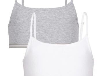 CHARM N CHERISH Non Padded Sports Bra for Girls, Cotton Bras-Slip On Teenage Bras-Combo Pack-Solid Printed, Pack of 2