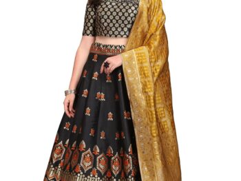 PURVAJA Women's Jacquard Semi-Stitched Lehenga choli