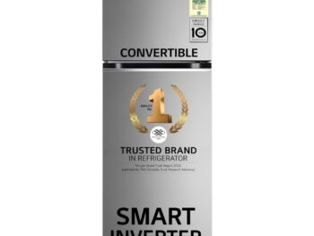 LG 343 L 3 Star Frost-Free Smart Inverter Double Door Refrigerator (2023 Model, GL-S382SPZX, Shiny Steel, Convertible with Express Freeze)
