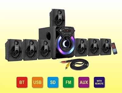 TRONICA Series 7.1 Channel Home Theater System Bluetooth, USB, FM, SD, AUX, RCA Inputs, LED TV Compatible, 4" Active Subwoofer, 3" Passive Radiator, Vivid Lighting, Wireless Remote - Image 5