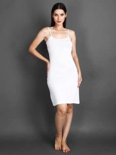 Shoppy Villa Full Slip for Women Inner, Long Slips for Women for Dresses, Long Slip for Women Inner, Under Dress Spaghetti Knee Length Slips Undergarment Nightwear, White - Image 5