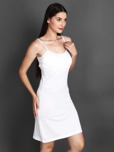 Shoppy Villa Full Slip for Women Inner, Long Slips for Women for Dresses, Long Slip for Women Inner, Under Dress Spaghetti Knee Length Slips Undergarment Nightwear, White - Image 3
