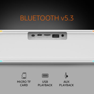 amazon basics SB18R 18W Bluetooth Soundbar with 2000 mAh Battery | 2X Bass | Up to 8 hrs of Playback | RGB LED Lights | Bluetooth 5.3, Aux & USB Connectivity (White) - Image 6