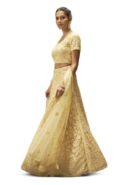 Soch Womens Net Floral Embroidered Sequin Embellished Unstitched Lehenga Set - Image 2