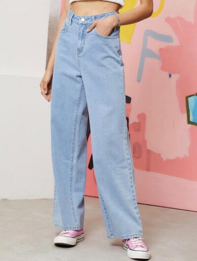 Zayla Denim Wide Leg Jeans for Women I Stylish & Trendy Flared Straight Baggy Pants I Stretchable Comfortable High Waist Clean Look Solid Loose Fit Pant I for Office Party Home Girls - Image 5