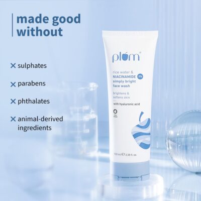 Plum Simply Bright 2% Niacinamide Face Wash with Rice Water | Brightens, Softens & Smoothens Skin | for Oily, Acne Prone, Dry, Normal, Sensitive Skin | Gentle & Non-Drying | for Men & Women | 100ml - Image 7